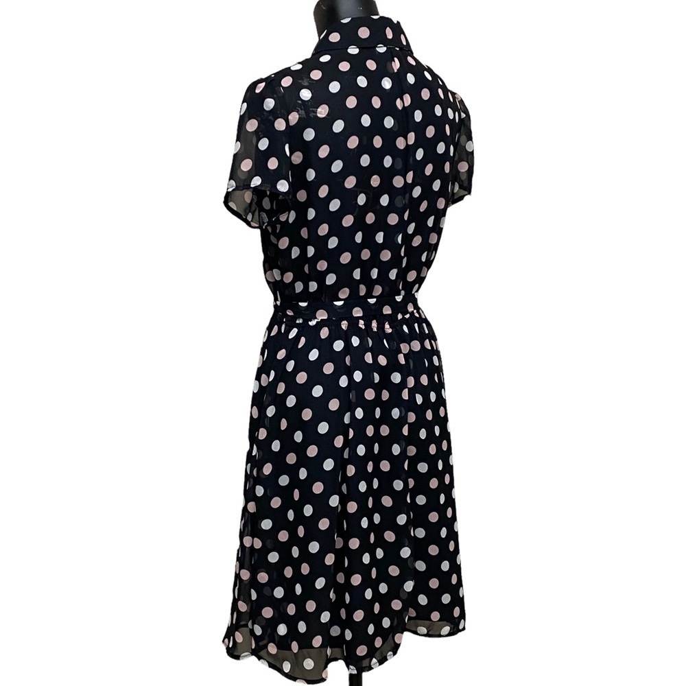 Robert Louis Chiffon Polka Dot Fit and Flare Dress Size L - Picture 4 of 6